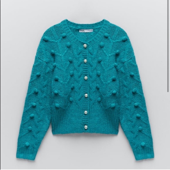 Zara Sweaters - Zara Teal Button Up Sweater NWT